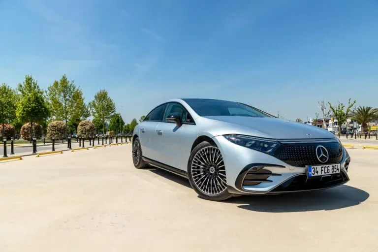 Mercedes EQS luxury electric saloon in Istanbul, Turkey, May 2022