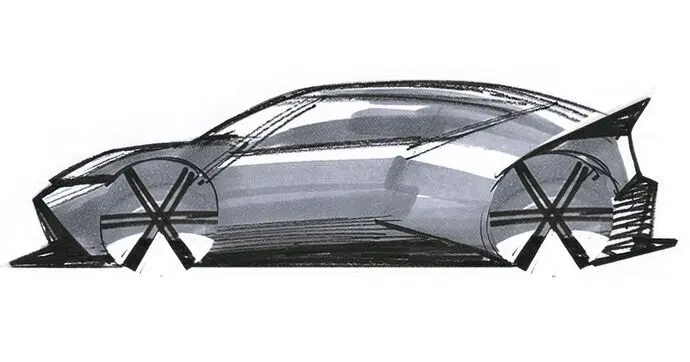 Sketch officiel du Hyundai Concept Three, citadine électrique compacte au design sportif présentée au salon IAA Mobility 2025
