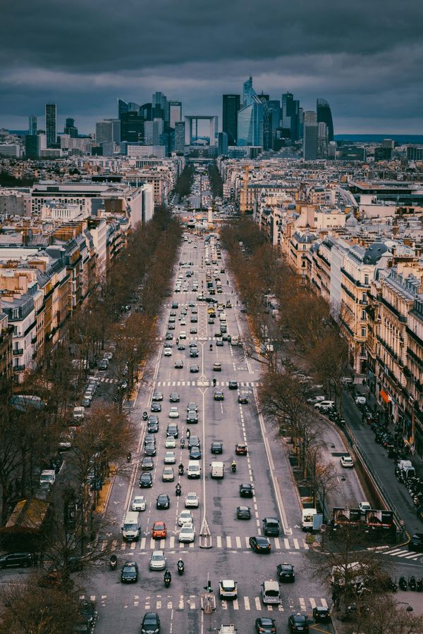 view paris car traffic france 2035 electric car